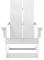 EMMA + OLIVER Harmon Adirondack Rocking Chair - White Poly Resin - Suitable for Indoor/Outdoor Use - All Weather Materials - Easy Assembly - 350 lb. Weight Capacity