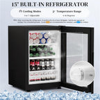 BROTTAR Coffee Bar Cabinet with Fridge (Fridge Included), Large Liquor Bar Cabinet with LED Lights, Glass Holder & Wine Rack, Wine Cabinet with Human Body Sensor, Buffet Sideboard for Home, Black