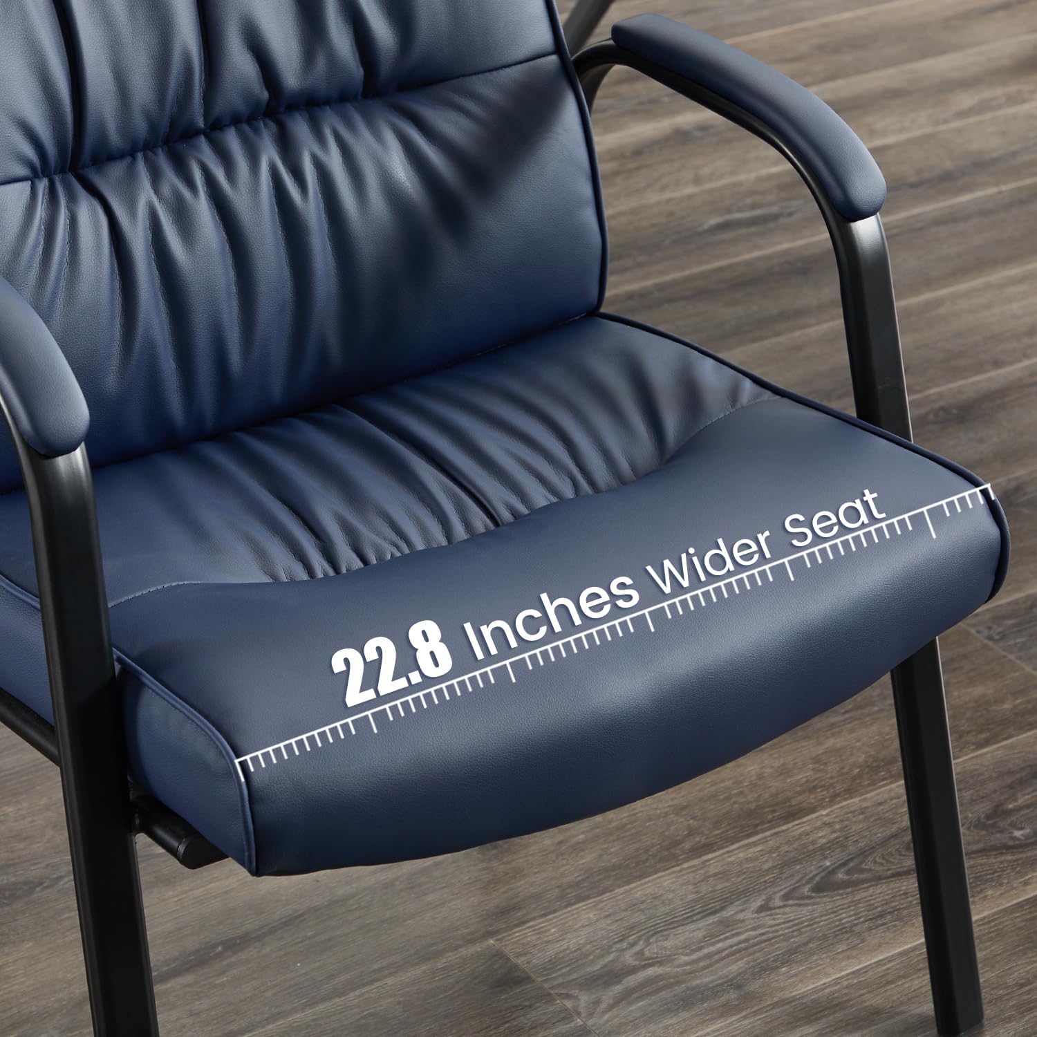 Big&Wide Office Guest Reception Chair Set of 2, Conference Room Chairs Waiting Room Chairs 2 Pack, Modern Leather Office Desk Chair No Wheels(Navy Blue)