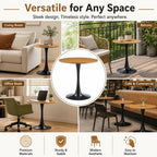 Round Dining Table, 31.5" Round Tulip Dining Table with Thickened Tabletop & Sturdy Metal Pedestal, Mid-Century Modern Black Bistro Table for 2 for Kitchen, Small Spaces, Apartment, Cafe
