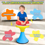 AOBOTE Kids Wobble Swivel Stool, 15.7" Height Wiggle Stool for Ages 6+, 360° Rotatable Active Learning Chair, Flexible Seating for Classroom & Home, Improves Posture & Focus, Blue