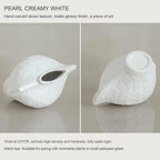 White Ceramic Vase, Modern Farmhouse Style for Table, Kitchen, Bookshelf, Entryway, Counter, Vanity Decor, Stone Textured Small Artistic Handmade Vase for Pampas Grass, Flowers