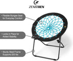 Zenithen Foldable 29" Bunjo Bungee Chair, Teal (Pack of 1) - Lightweight Collapsible Seating for Teens, Adults, Dorms, Bedrooms, Camping & Gaming - 225lb Capacity Portable Seat