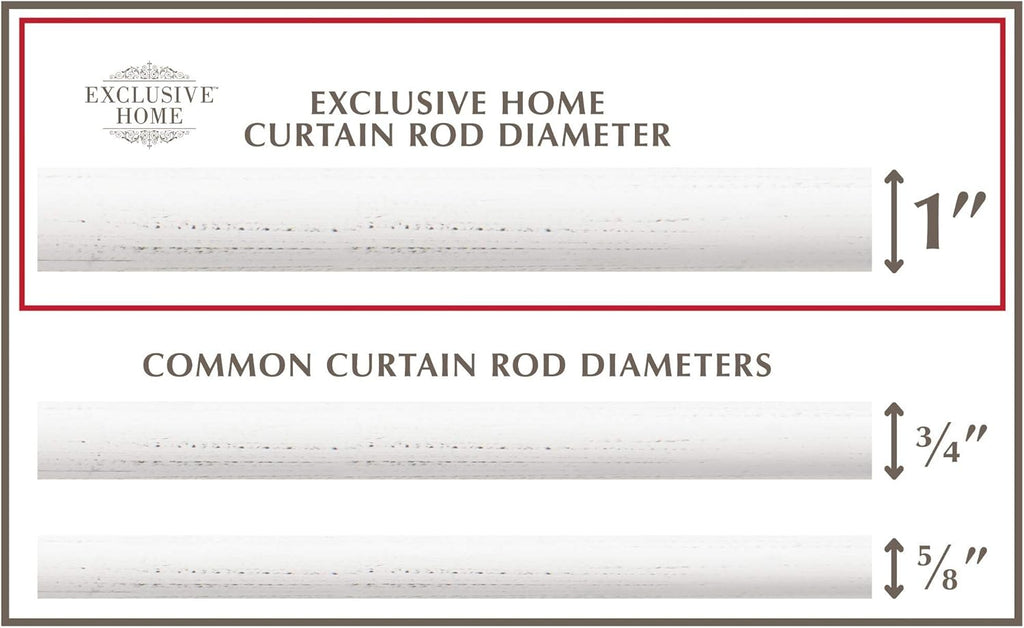EXCLUSIVE HOME Vine 1" Curtain Rod and Finial Set, Distressed White, Adjustable 36"-72"