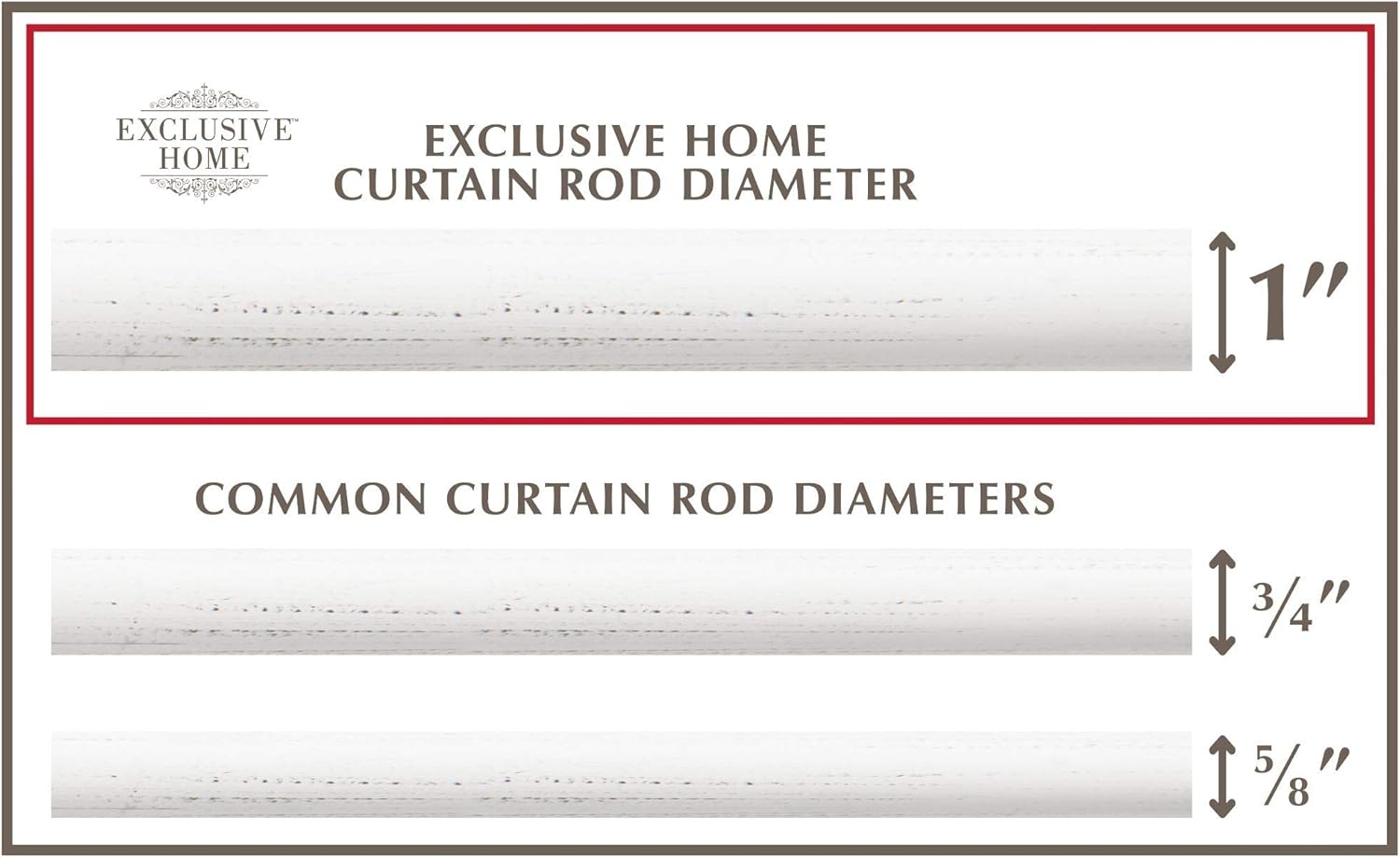 EXCLUSIVE HOME Vine 1" Curtain Rod and Finial Set, Distressed White, Adjustable 36"-72"