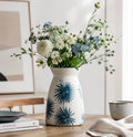 hjn White Flower Vase- Ceramic Vase for Decor, White vase for Flowers, Modern Vases for Living Room/Home Decor Accents/Entryway/Mantel/Bookshel-Teal