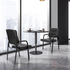 SUPER DEAL Office Guest Chair Bonded Leather Executive Side Chair Reception Chair with Solid Metal Frame Home Office Furniture, Set of 4, Black