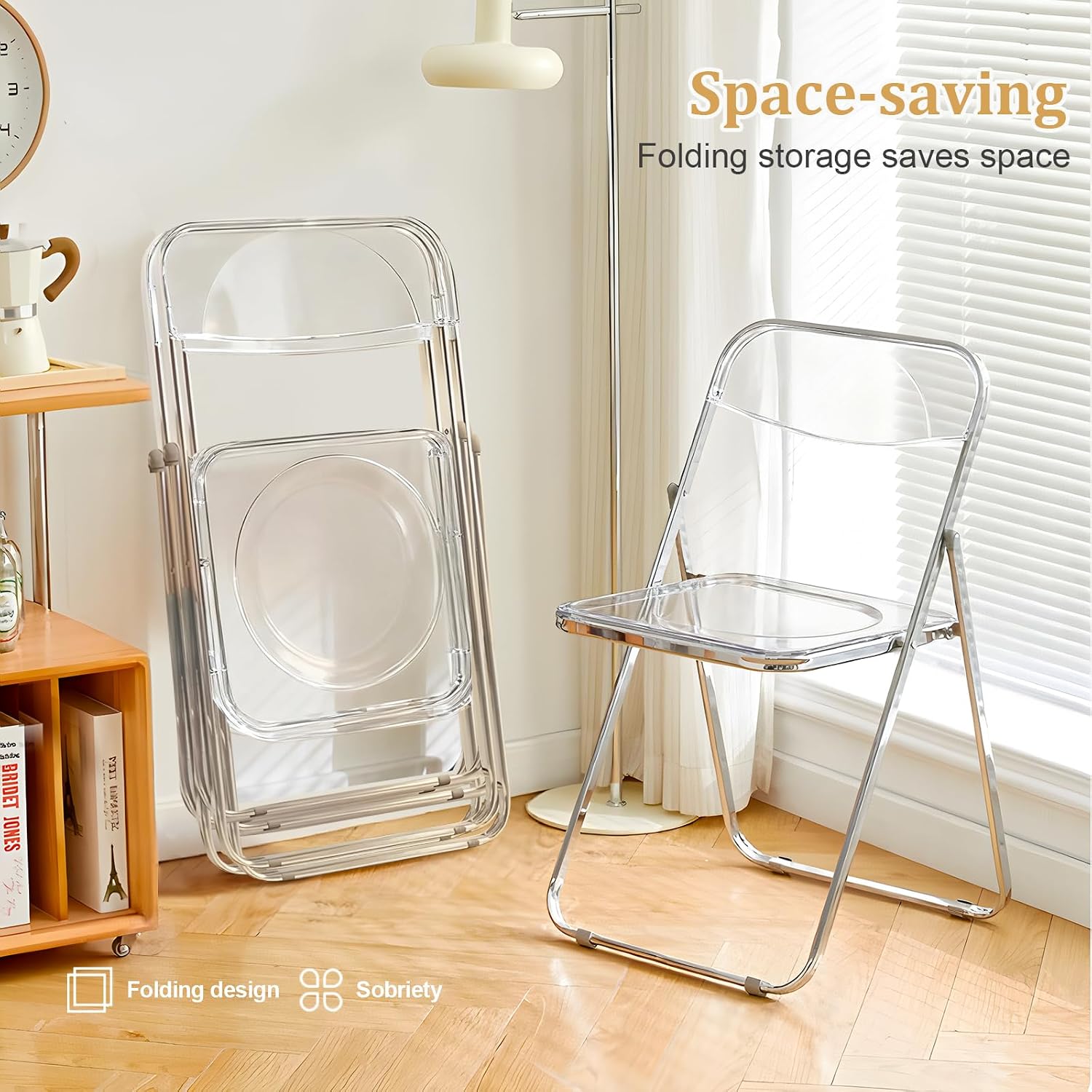 Folding Chair, 12 Pack Acrylic Chair, Clear | Space-saving acrylic folding chair,easy fold & store.Holds up to 300 lbs,comfortable for home,office,parties and daily use.