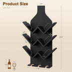 Hoctieon Wine Rack Wall Mounted, 6 Bottles Wood Wine Rack for Display and Storage, Hanging Bottle Holder Bar Shelves for Living Room, Kitchen, Dining Room, Wine Cellar, Black