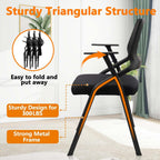 CLATINA Stackable & Foldable Office Chairs with Ergonomic Lumbar Support and Thickened Seat Cushion, Folding Mesh Fabric Reception Guest Chair for School Church Conference Waiting Room Black (2 pk)