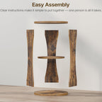 YATINEY Round Side Table, 3-Tier Wooden End Table with Storage Shelves, Accent Table for Small Spaces, Nightstand for Living Room, Bedroom, Rustic Brown ET15BR