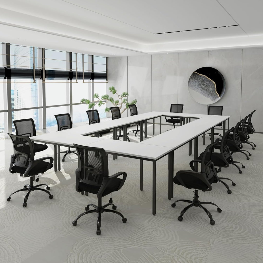 Bonzy Home Ergonomic Conference Room Chairs Set of 8, Rolling Office Chairs with Wheels, Mesh Computer Desk Chair with 360°Swivel, Height Adjustable, 8 PCS