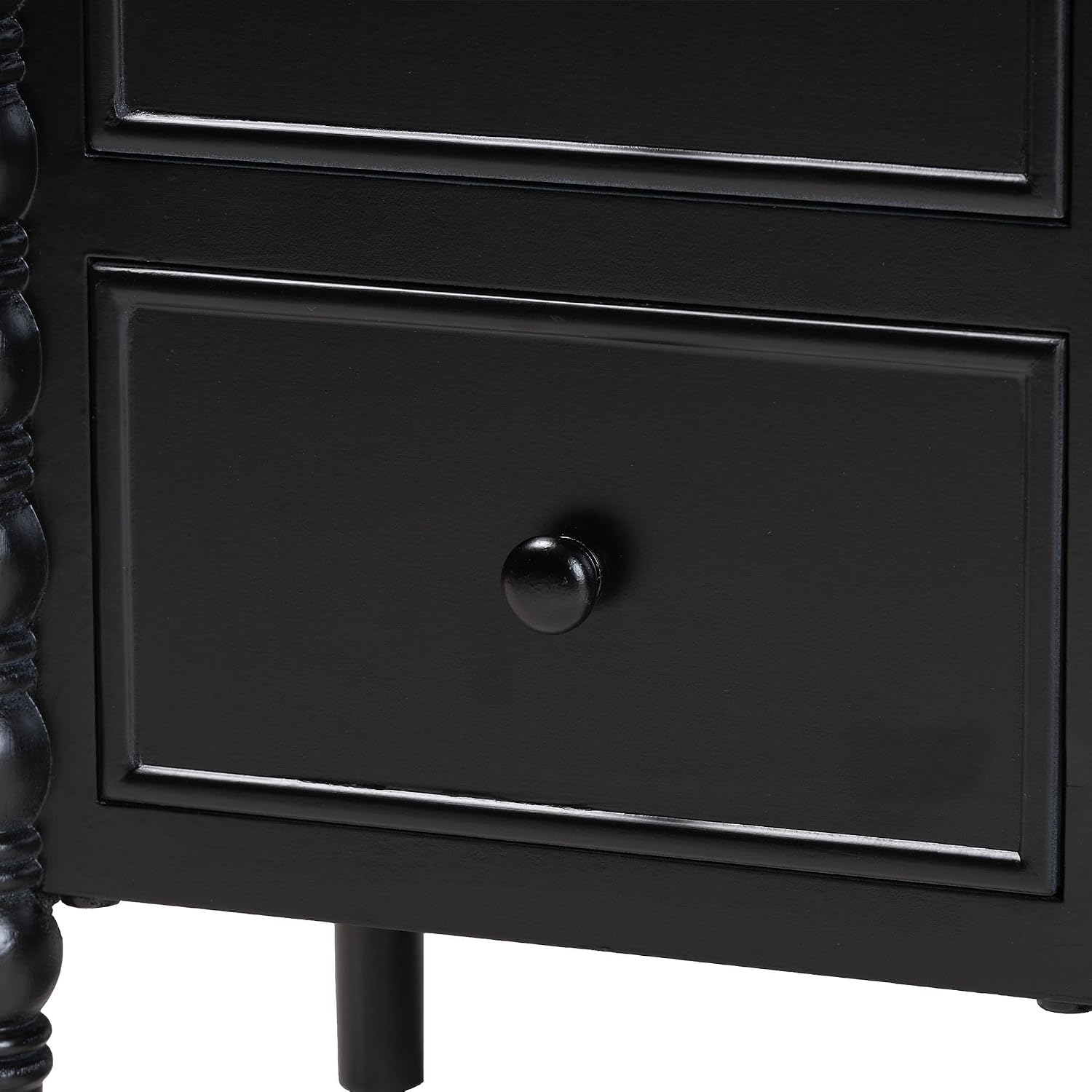 Baxton Studio Malinda Classic Black Wood 2-Drawer End Table with Spindle Legs