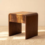 Vista End Table White Oak Side Table with Sculpted Slat Detail, Modern Small Accent Table Fluted Wood Nightstand Brown Finish Sofa Side Table for Living Room, Bedroom
