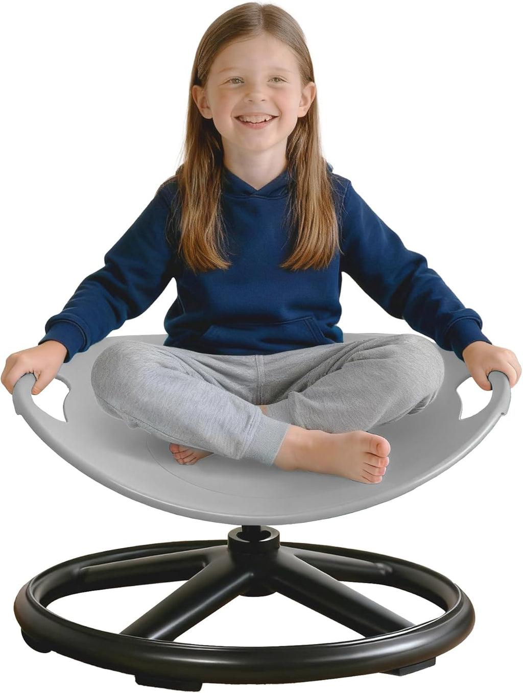 Spinning Chair for Autistic Kids, Sensory Spinning Chair for Kids & Toddlers, 220LBS Capacity, Safe Non-Slip Spin Chair with Handle, Sensory Chair for 3-8Ages Autism & Special(Grey Oval)