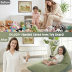 Stuffed Animal Storage Bean Bag Chair Cover for Kids (No Filler), 250L Extra Large Premium Velvet Lazy Sofa Cover, Washable Ultra Soft Triangular Bean Bag Chair Cover(Green)
