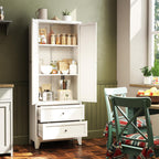 72 inch Pantry Cabinet with 2 Drawers, Freestanding Kitchen Storage Cabinet with Adjustable Shelves, Heavy-Duty Organizer for Kitchen, Pantry, Dining Room