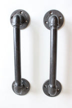 2 Galvanized Pipe Door pulls - Industrial Door Handles, Industrial Pipe door handle, Steampunk pipe drawer pull, Bar restaurant door pulls, cupboard door knobs