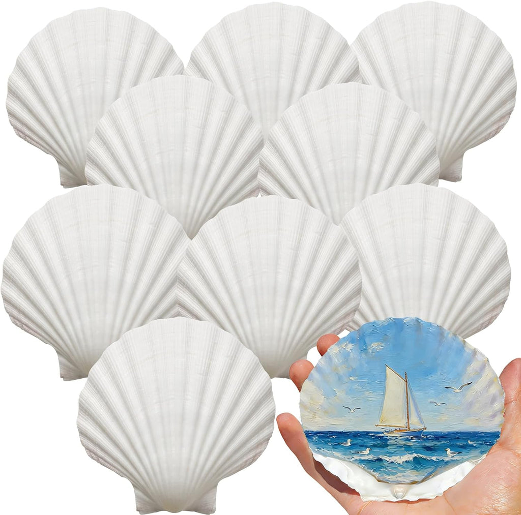 VMEECARL 10Pcs 4"-5" Large Scallop Shells for Crafts, Natural White Sea Shells for Crafts, DIY Painting, Beach Wedding Decorations – Bulk Sea Shells for Home Decor, Coastal Party, and Craft Projects