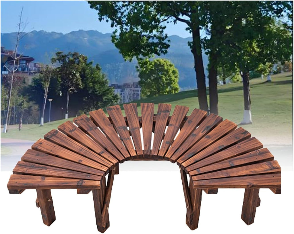 Semicircular Design Outdoor Benches,Wooden Curved Bench Weatherproof Outdoor Benches,for Garden,Lawn,Patio& Backyard