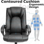 OUTFINE Office Chair Executive Office Chair Desk Chair Computer Chair with 5-Year hydrolysis-Resistant Leather Spring Cushion Ergonomic Support Tilting Function Upholstered in Bonded Leather Black