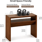 2-in-1 C-Shaped End Table & Side Table, Solid Rubberwood Side Table with Storage Shelf, Small End Table for Sofa Couch, Mid-Century Narrow Nightstand for Living Room Bedroom & Small Spaces