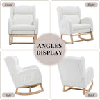 NIOIIKIT Nursery Rocking Chair with Footrest, Teddy Upholstered Glider Chair, Rocker Nursery Chair with Side Pocket, Glider Rocker, Accent Reading Chair for Living Room (White Teddy)