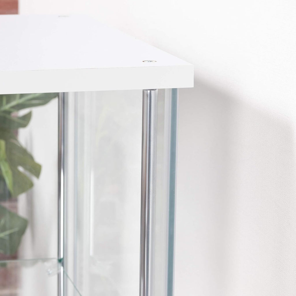 Fuji Boeki 97300 Collection Case, Figure Case, 3 Tiers, Width 16.7 x Depth 14.4 x Height 33.9 inches (42.5 x 36.5 x 86 cm), White, Tempered Glass, Full Glass, Assembly Required