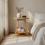 LITTLE TREE End Table for Living Room, 2-Tier Sofa Couch Table with Storage, Farmhouse Small Solid Wood End Table, Sofa Side Table for Living Room, Bedroom and Balcony (23.62" W x 25.98" H)