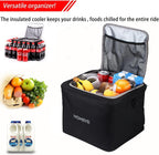 Homeve Car Trunk Organizer for SUV, 25Gal Large Capacity No-Sag Heavy Duty, Foldable Waterproof Anti-Slip Storage with 12 Pockets, Fit Sedan,Truck,Universal Car Accessories, Black, 3 Compart, Large