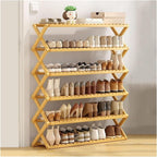 6-Tier Bamboo Shoe Rack - Large Capacity Folding Shoe Organizer, Stylish Wooden Storage Cabinet for Entryway, Space-Saving Design, Durable & Elegant
