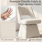 VKNOW Upholstered Swivel Dining Chairs, Modern Dining Room Chairs with Open Back, Chenille Fabric Kitchen Chairs for Dining Room, Living Room, Bedroom, Vanity, Beige(1 Pack)