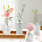 Bud Vases - in Bulk 24,Vintage Small Glass Bud Vases for Flowers, Clear Crystal Mini Glasses in Bulk, Small Flower Design for Centerpieces Wedding Decorations Home Flower Party Decor