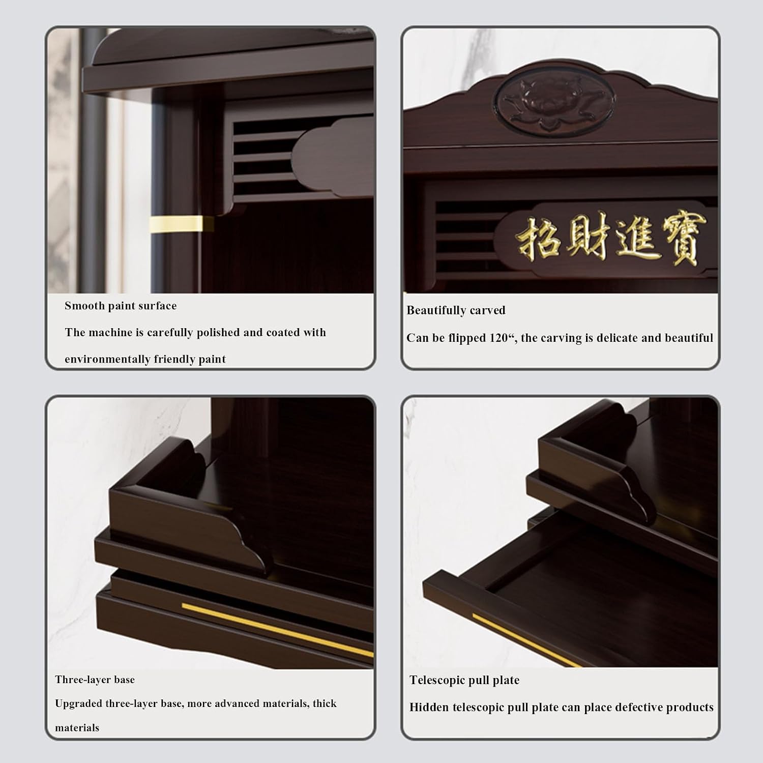 Meditation Altar Table with Drawer, Wall-Mounted Shrine Stand for Home Prayers and Worship