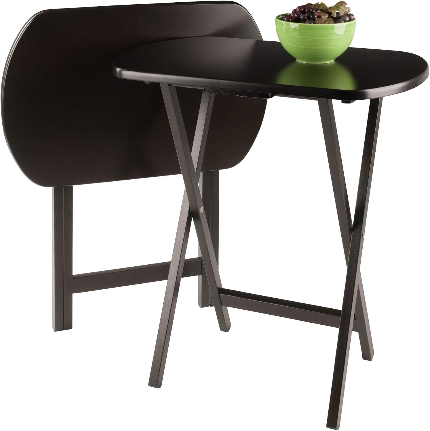 Winsome Corbett Set of 2 Oversized Foldable Snack Tables, Easy to Store Portable Fold Up Table Set for Kitchen, Living Room TV Dining, Crafts, Puzzles, Work From Home