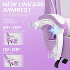 Ferghana Kawaii Light Purple Gaming Chair with Bunny Ears, Ergonomic Cute Gamer Chair with Footrest and Massage, Racing Reclining Leather Computer Game Chair for Girls Adults Teens Kids
