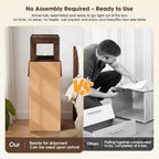 Multi Use Side End Table with Charging Station for Living Room, Solid Wood Small Table with a Hidden Tissue Box for Small Space, Modern Minimalist Nightstand for Bedroom (Walnut)