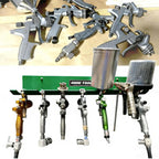 LAUCO Omni Tool Wall Mounted Paint Spray Gun Holder Holds 7 Guns without Cups or 4 with Cups, Heavy Duty Screw Mount Rack, Stable Scratch-Free Design, Green, 1 Pack
