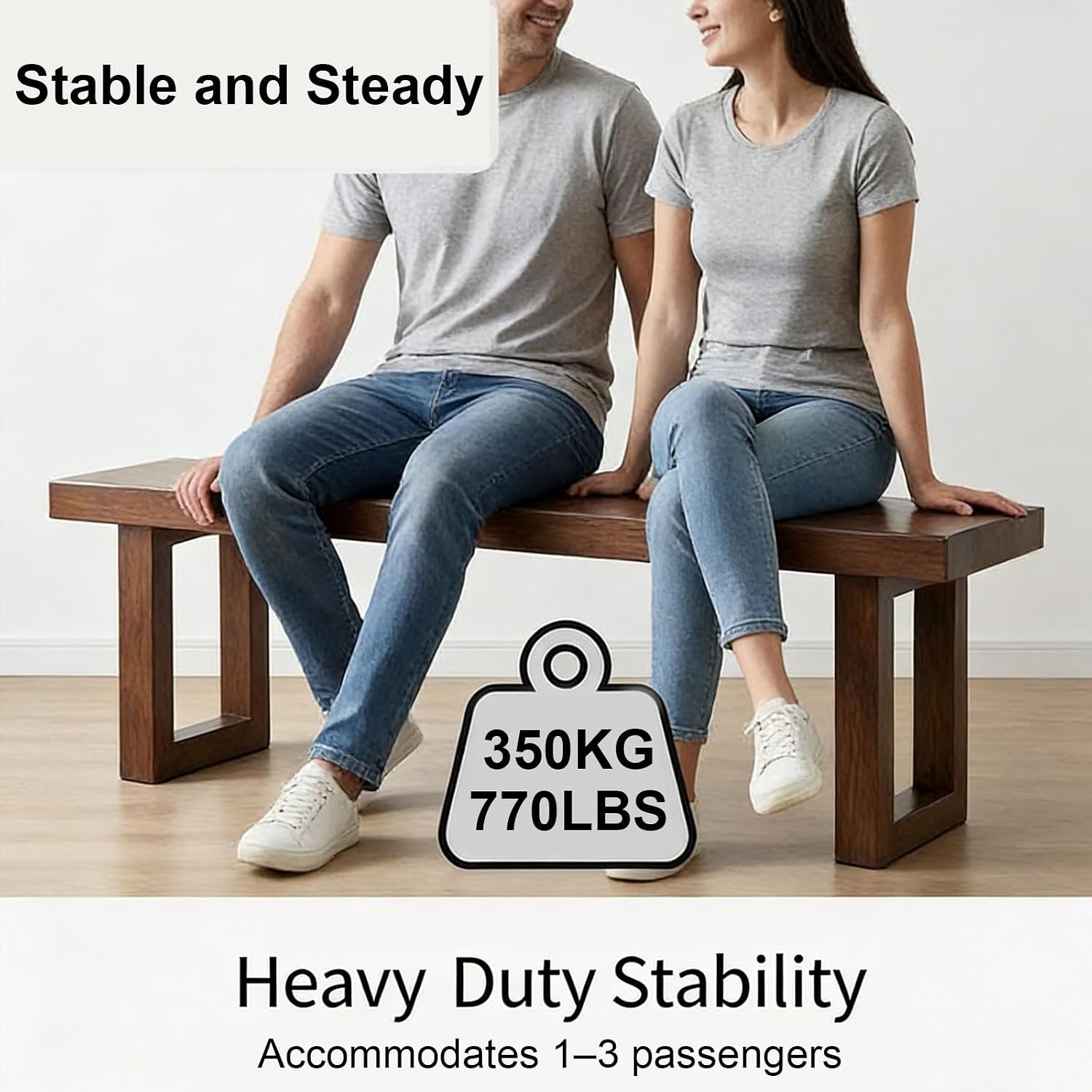 Wooden Outdoor Bench, 18in High Outdoor Garden Bench, U Shaped Legs, Suitable for Bedrooms and Dining Rooms, Load Capacity 880 Lbs(100x45x30cm/39x18x12in)