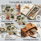 Vintage Floral Folding Hand Fan with Tassel, Chinese Style Fabric Hand Fan for Wedding, Dance, and Home Decor, Portable Elegant Fan for Women (Green Floral)