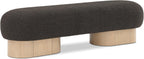 Meridian Furniture 22001Brown Robertson Collection Art Deco Bench with Luxurious Brown Boucle Fabric and Rich Natural Oak Finish, 60.5" W x 18" D x 16" H, Brown