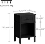 Black Nightstand with Drawers,Small Night Stand,Black Bedside Table | Morden Nightstand,Black Wood Nightstand,Bedside Table with Drawers,Farmhouse End Table,Black Side Tables Bedroom LET512B