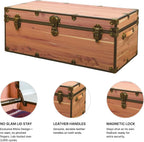Rhino Trunk & Case Knotty Cedar Chest with Antique Brass Hardware – 32"x18"x14" Large Storage Box, Coffee Table, End of Bed Trunk or Entryway Storage Bench Furniture – USA-Made, Heirloom Aesthetic