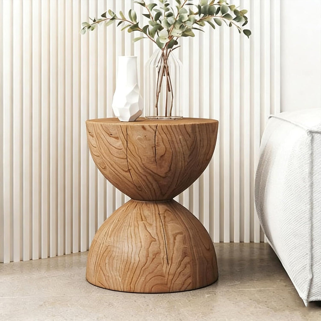 Solid Wood Small Side Table, Accent Table Freeform Natural Plant Stand Coffee Table Pedestal Display Stand Accent Stool for Living Room Bedroom Entryway Office Home Decor,A