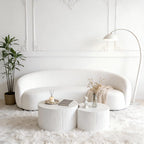 KEVINSPACE Coffee Table Set of 2 Modern, Living Room Nesting Table Round 2-Piece, No Assembly Required Wooden Circle End Table Set Accent Furniture for Bedroom Balcony Library,White