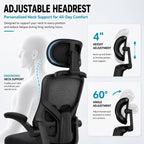 Ergonomic Office Chair, High Back Mesh Computer Chair with Molded Foam Cushion, Adjustable Headrest, Lumbar Support, Tilt Lock and Coat Hanger for Home Office