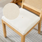 Rattan Dining Chairs Set of 2, French Country Cane Back Upholstered Kitchen Chairs, Solid Wood Farmhouse Side Chairs, Beige
