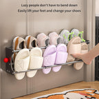 PVC Foldable Shoe Shelf with 2 Tiers Mounting Option Holds Multiple Pairs Ergonomic Wall Mounted Shoe Rack PVC Shelf