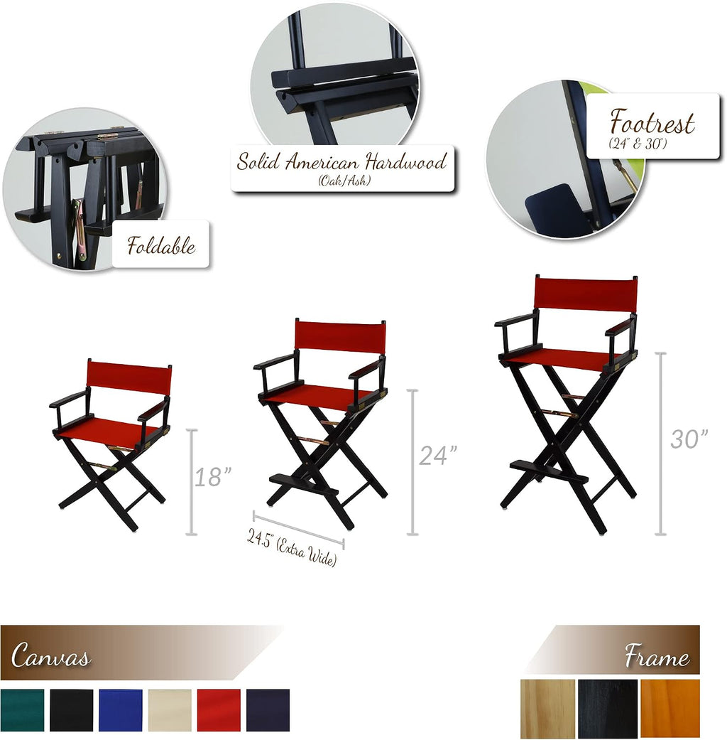 Casual Home American Trails Extra-Wide Premium Directors Chair 24" H Counter Height Natural Frame Natural Canvas