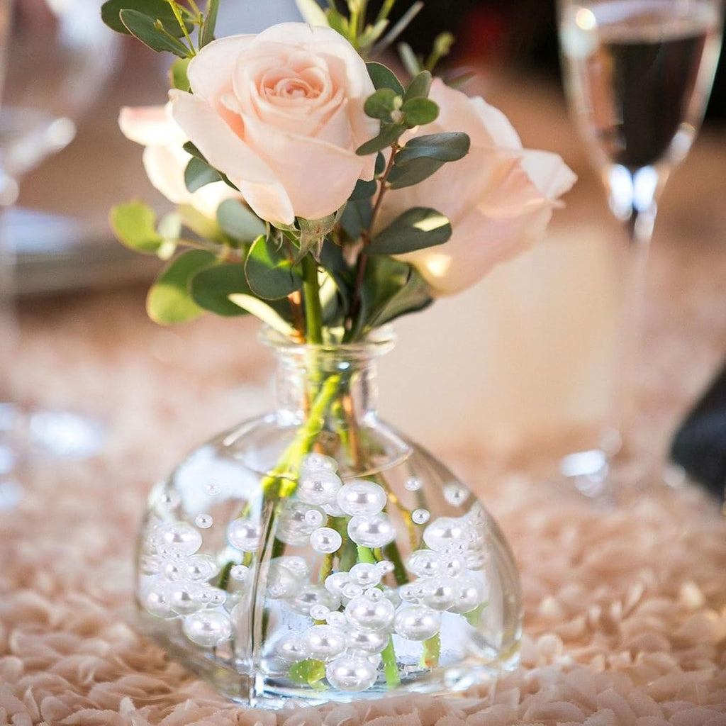 200 PCS Pure White Vase Fillers, Pearls Bead for Centerpieces Vases, 10/14/20 MM No Hole Beads, Fake Pearls for Wedding Birthday Anniversary Theme Party Table Centerpieces Decor